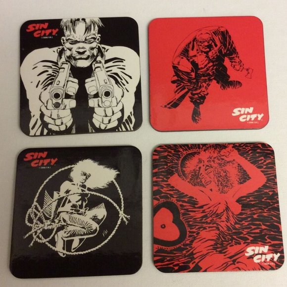 FRANK MILLER SIN CITY COASTER SET MARV GOLDIE DWIGHT NANCY NWT - Picture 2 of 3